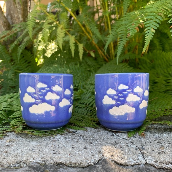 Vintage juice cups with cloud pattern